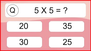 20 Multiplication Quiz Exercises for Kids