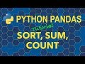 Python Pandas - Sort, Sum, Count