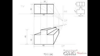 Engineering Drawing Tutorials/Perspective drawings with front and side view (T 3.1 a)