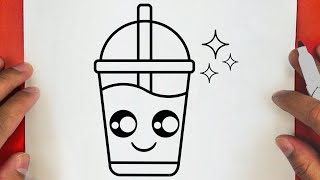 HOW TO DRAW A CUTE CUP DRINK ,STEP BY STEP ,DRAW CUTE THINGS