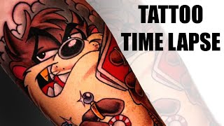 TATTOO TIME LAPSE | Tasmanian Devil Tattoo (Taz)