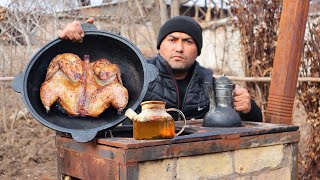 Как готовить сочная табака в казане | chicken in a cauldron | Yashar Bek channel