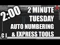 How to AutoNumber Text, Breaklines & more with Express Tools in Autocad! - 2 Minute Tuesday