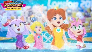 Mario and Sonic Olympic Games - Synchronised Swimming - Peach, Daisy, Amy, Blaze