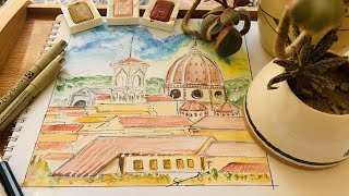 How To Draw Santa Maria del Fiore| Italy #architecture  🇮🇹 #art  #watercolor