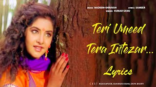 Teri Umeed Tera Intezar - LYRICAL VIDEO | Deewana | Rishi Kapoor, Divya Bharti | 90's Romantic Song