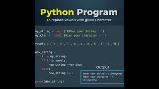 Python program to replace vowels with given characters🔥 #coding #pythonprogramming