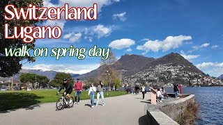 [4K, 2024 spring] Lugano, Switzerland walking tour