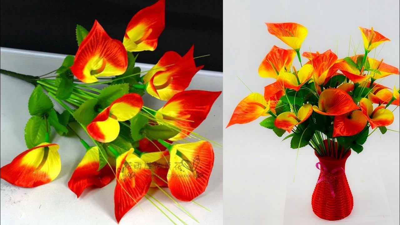 DIY Tutorial Membuat Bunga Calla Lily Dari Plastik Kresek - YouTube