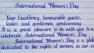 Speech on "International Women's Day" with 2021 Theme|writing|English Writing|handwriting|Eng Teach