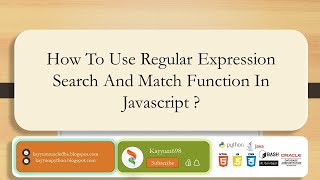 How To Use Regular Expression Search And Match Function In Javascript ? #javascript