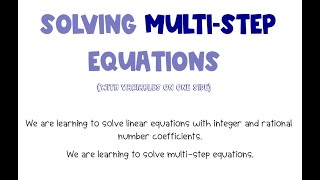 Multi Step Equations {Variables on One Side}