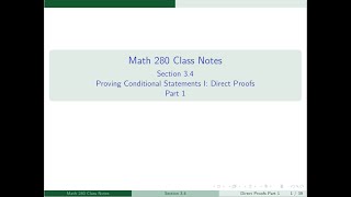 3.4 Proving Conditional Statements I-Direct Proofs Part 1
