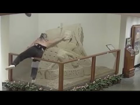 Girl Destroys A Sand Sculpture At Royal Hawaiian Hotel Cities 97 1