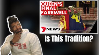 AMERICAN REACTS TO Historic moment Queen's coffin is lowered into the Royal Vault | 7NEWS