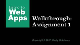 06 Assignment 1 Walkthrough