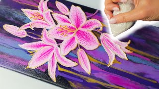 NEXT LEVEL Pouring 3D Lily Art - Easy TEXTURE Technique YOU Can Try! | AB Creati