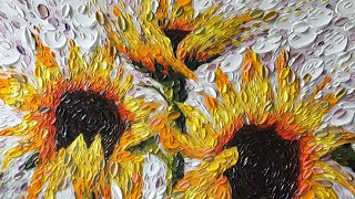“Joyful Sunflowers” Part 3 of 3 Painting Demonstration LIVE Daubism Impasto Oil Painting Technique