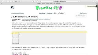 Exercise 2.19 (Window) Java Tutorial || Practice-It