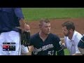 STL@MIL: Nelson hit in head by liner, exits in 3rd