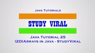 Java Tutorial - 25 Array (2-Dimensional Array)in Java - Study Viral