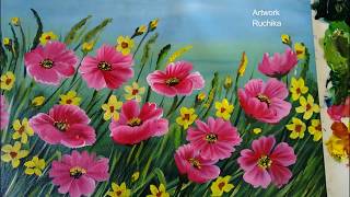 Flower Garden Painting | Acrylic Painting Tutorial