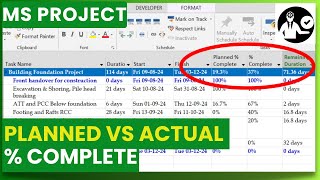 MS Project | Planned and Actual % Complete in Microsoft Project | Tracking Schedule in MS Project