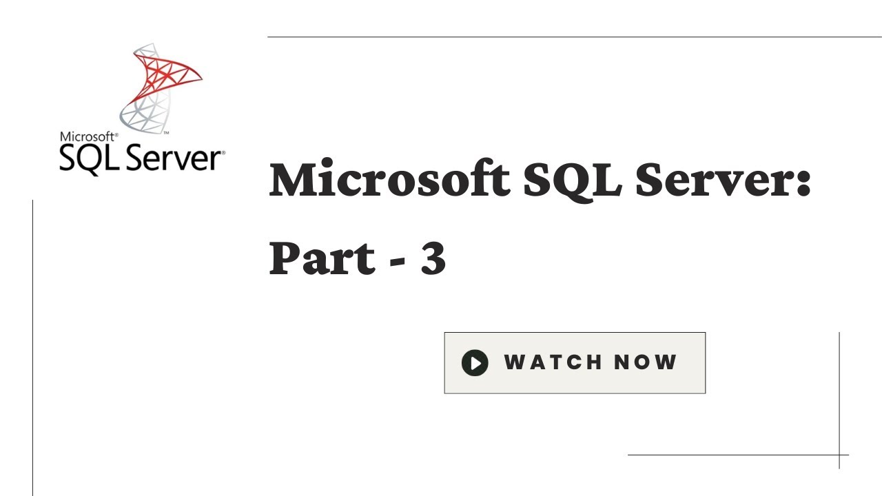 Microsoft Sql Server Part 3 Tamil Youtube