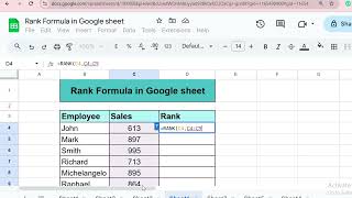 How to Use the RANK Formula in Google Sheets | Step-by-Step Guide