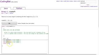 Codingbat - makePi (Java)