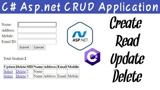 C# Asp.Net Create Read Update Delete Application with Sql Server Database | CRUD Application