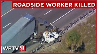 Roadside traffic worker killed in I-95 crash during holiday travel rush