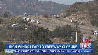 High winds lead to freeway closure to high profile vehicles