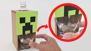 DIY Cardboard Water Dispenser！FUNNY Minecraft Creeper Cardboard Craft Idea
