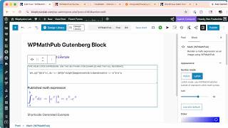WPMathPub WordPress Plugin: How to use the Gutenberg Block
