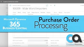 Purchase Order Processing in Microsoft Dynamics 365 Business Central