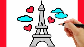 How to Draw The Eiffel Tower - drawing the eiffel tower easy step by step