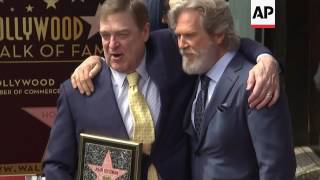 Jeff Bridges dons 'Big Lebowski' sweater for John Goodman's Hollywood Walk of Fame ceremony