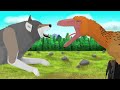 Gray Wolf vs Deinonychus - Dinosaur Fight Animation 2D / Pivot Animator