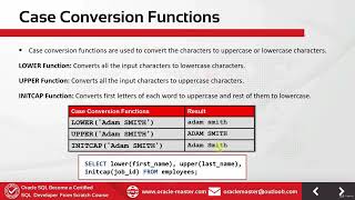 7.2 Single-Row Functions [Character Functions Case Conversion LOWER, UPPER, INITCAP Functios]