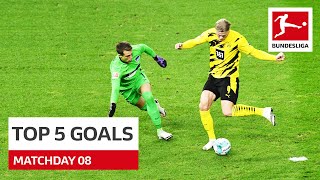 Top 5 Goals - Haaland, Poulsen & Co. | Matchday 8 - 2020/21