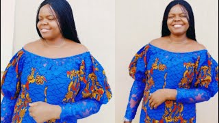 How to cut a beautiful off shoulder yoked fitted dress with puffy /fitted sleeves