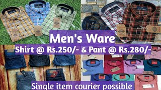 Men's Ware Collection, Shirt @ 250/- &  jeans @ 280/- only. Single item courier possible. Hurry Up.