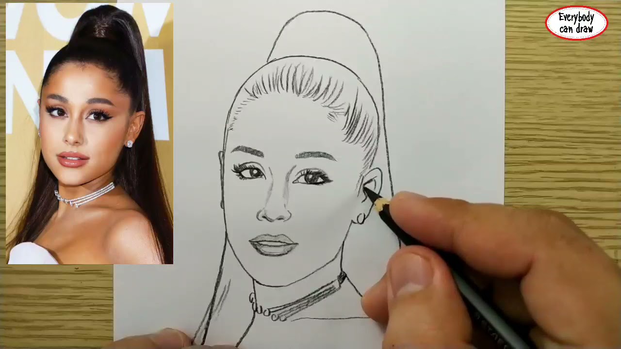 Very Easy How To Draw Ariana Grande Learn Drawing Academy Youtube