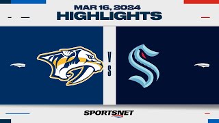 NHL Highlights | Predators vs. Kraken - March 16, 2024