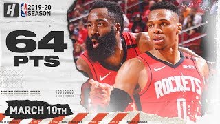 Russell Westbrook 27 Pts & James Harden 37 Pts Combined Highlights vs Timberwolves | March 10, 2020