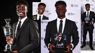 😍 Bukayo Saka won 🏆 the 2022\23 PFA young player of the year and made it to the team of the season