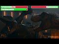 T-Rex Vs Giganotosaurus with Healthbars | Final Battle | Jurassic World Dominion