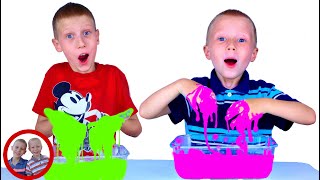 Cornstarch slime experiment with Mike and Jake to do at home| DIY | Easy Science Experiment for kids