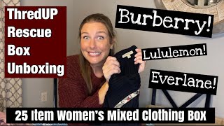 Burberry Y’all!!!!  ThredUP 25 Piece Women’s Mixed Clothing Rescue Box Unboxing to Resell on eBay